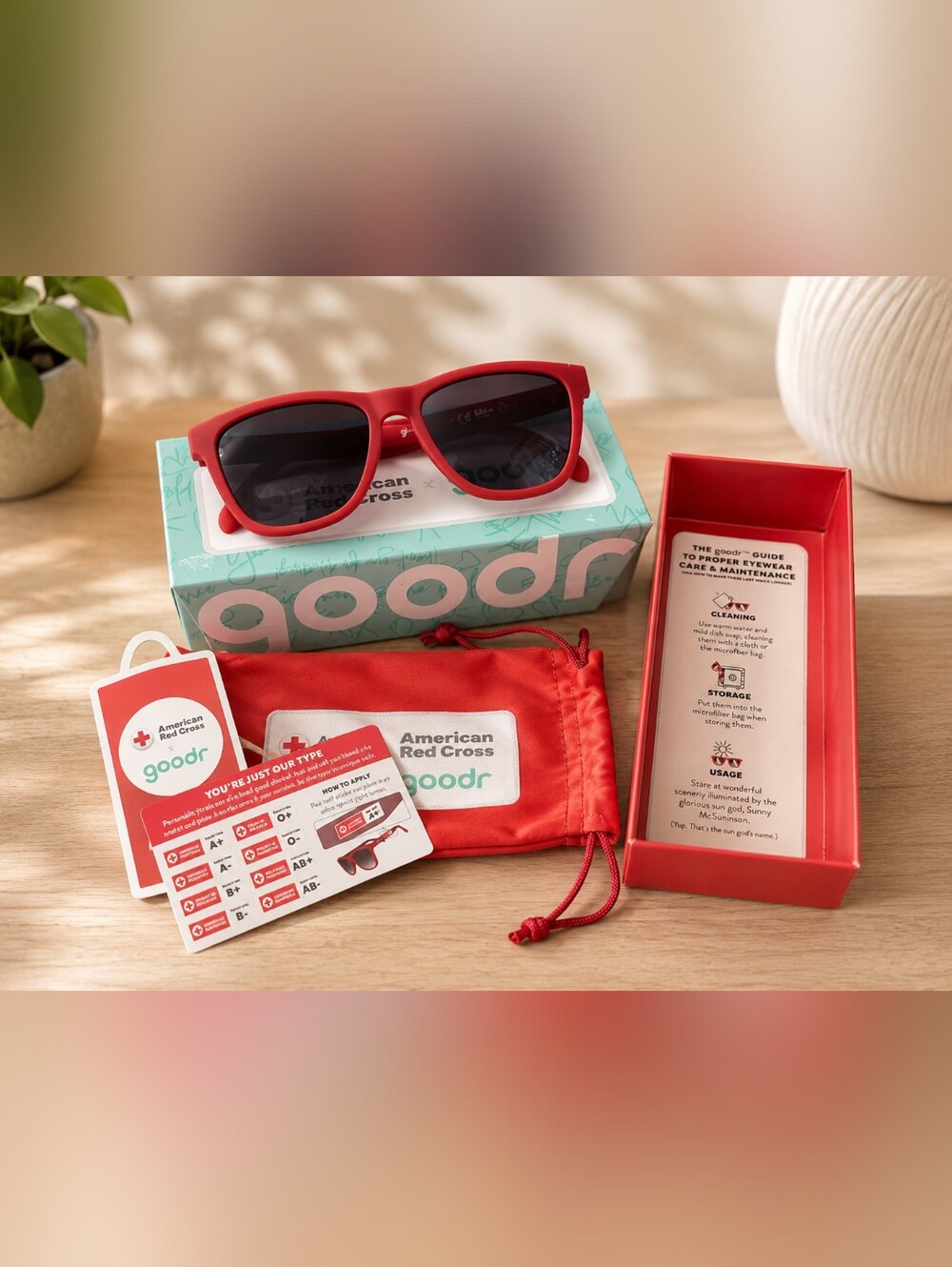 Goodr x American Red Cross Just My Type OG Polarized Sunglasses Red G00634-OG-01